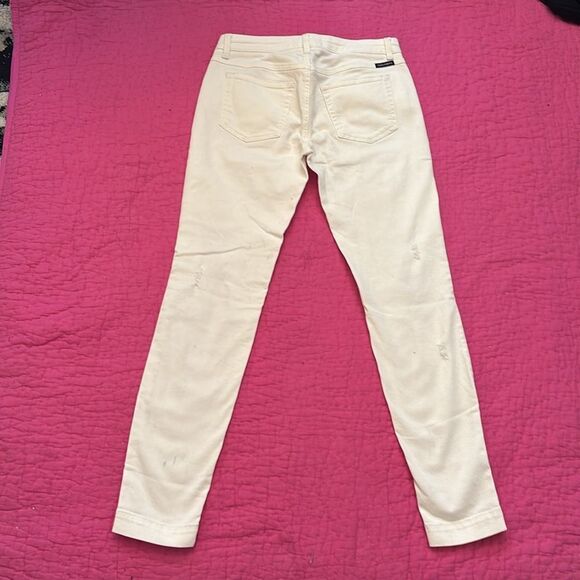 Dolce & Gabbana White Jeans with Pink Rose button, US2 - Picture 6 of 9
